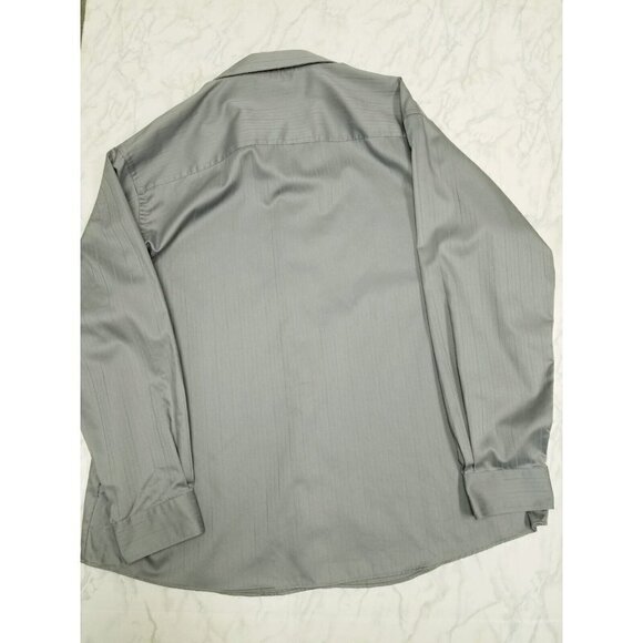 Kenneth Cole Reaction metallic gray Button Down Dress Shirt wrinkle free XXL - Picture 10 of 11